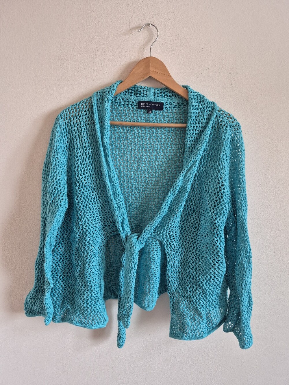 Jones New York Crochet Style Cardigan Tie Front Large